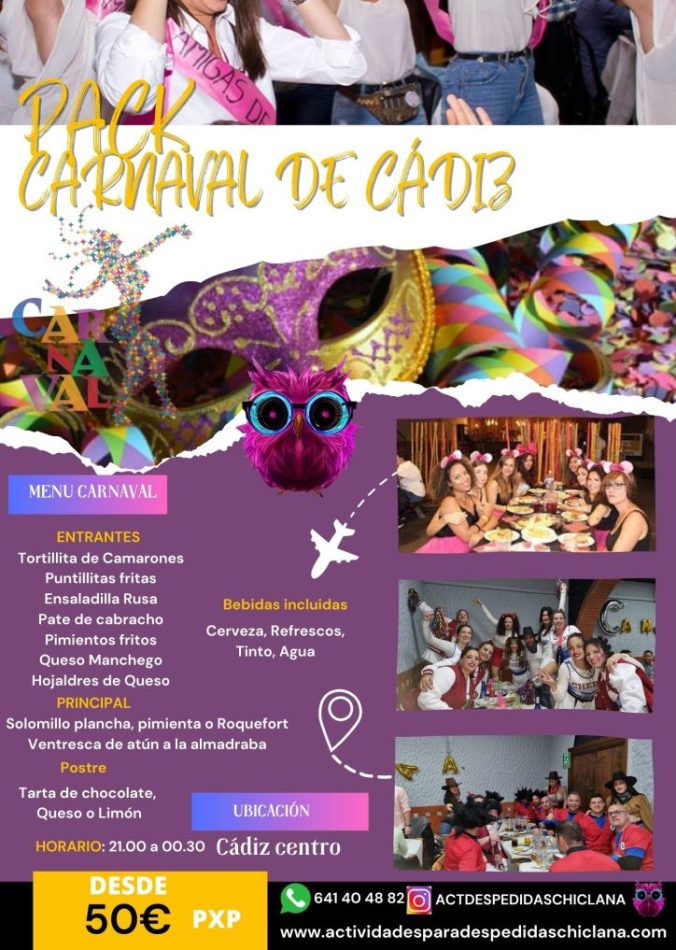 Menú Despedidas Carnaval de Cádiz 2025 Menú Despedidas Carnaval de Cádiz 2025
